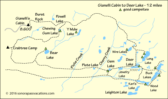 map of hike to Deer Lake