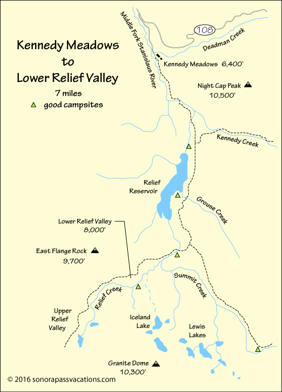 map of hike to Lower Relief