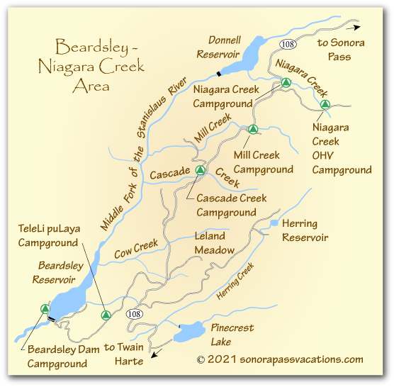 map of Niagara Creek area camping