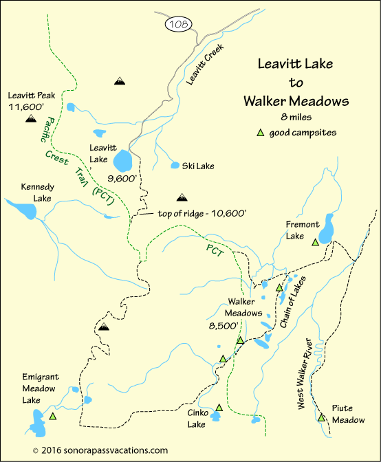 map of hike to Walker Meadow