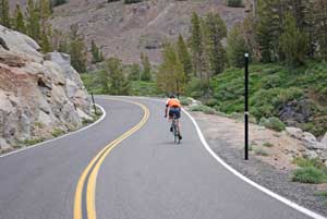 Photo of bicyclist on Sonora Pass