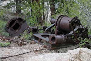 Photo of rusty machinery used in the construction of the historic Relief Reservoir dam