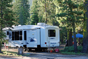 Photo of RV camping in the woods